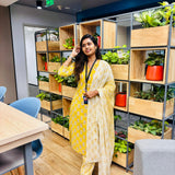 Mustard floral cotton suit set