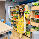 Mustard floral cotton suit set
