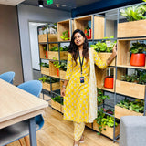 Mustard floral cotton suit set