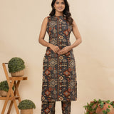 Grey geometric cotton co-ords set(attached sleeves)
