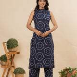 Royal blue floral cotton co-ords set(attached sleeves)