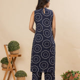 Royal blue floral cotton co-ords set(attached sleeves)