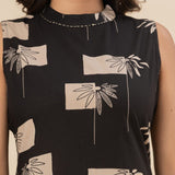 Black and beige floral cotton co-ords set(attached sleeves)