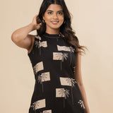 Black and beige floral cotton co-ords set(attached sleeves)
