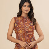 Rust orange geometric cotton co-ords set(attached sleeves)