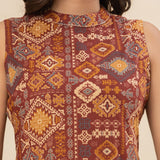 Rust orange geometric cotton co-ords set(attached sleeves)