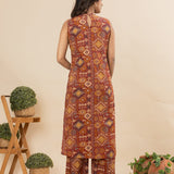 Rust orange geometric cotton co-ords set(attached sleeves)