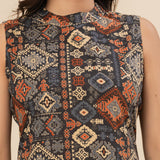 Grey geometric cotton co-ords set(attached sleeves)
