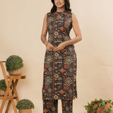 Grey geometric cotton co-ords set(attached sleeves)