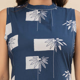 Blue and beige floral cotton co-ords set(attached sleeves)