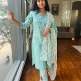 Pastel green cotton suit set