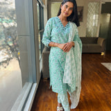 Pastel green cotton suit set