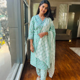 Pastel green cotton suit set