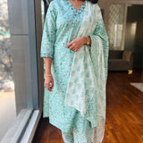 Pastel green cotton suit set