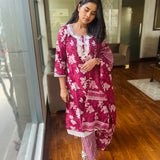 Plum cotton suit set