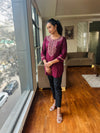 Purple hand embroidered viscose top