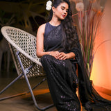 Black sequin saree with readymade sequin blouse