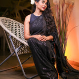 Black sequin saree with readymade sequin blouse