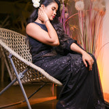 Black sequin saree with readymade sequin blouse