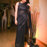 Black sequin saree with readymade sequin blouse