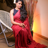 Red sequin saree with readymade sequin blouse