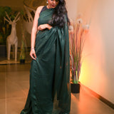 Forest green sequin saree with readymade sequin blouse