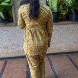Mustard angrakha floral co-ord set