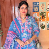 Sapphire cotton floral suit set