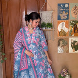 Sapphire cotton floral suit set