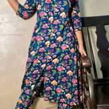 Navy blue floral collared co-ord set