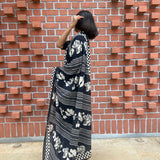 Black floral cotton suit set