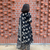 Black floral cotton suit set