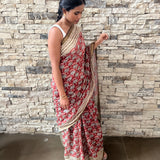 Brick coloured chanderi saree