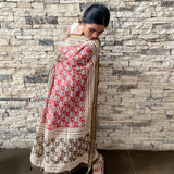 Brick coloured chanderi saree