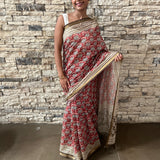 Brick coloured chanderi saree