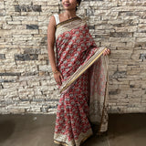 Brick coloured chanderi saree