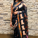 Onyx semi tussar saree with unstitched printed blouse