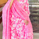 Pink and white floral cotton suit set