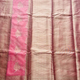 Baby pink tissue saree with brocade blouse