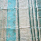 Mint green tissue saree with brocade blouse