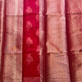 Fuchsia tissue saree with brocade blouse