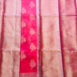 Rose tissue saree with brocade blouse