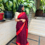 Maroon madurai cotton sungudi saree