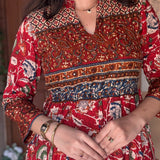 Crimson floral long gown
