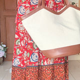 Crimson floral long gown