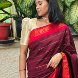 Maroon madurai cotton sungudi saree