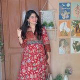 Crimson floral long gown