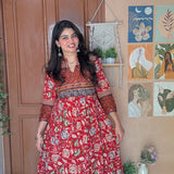Crimson floral long gown