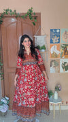 Crimson floral long gown
