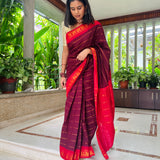 Maroon madurai cotton sungudi saree